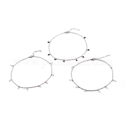 Halsketten-Anhänger, mit facettierten Glasperlen, 304 Edelstahl-Kabelketten, Hummerkrallenverschlüsse und Herzgliederketten, Doppelkegel, Mischfarbe, 14.29 Zoll (36.3 cm)
