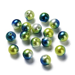 Cuentas de perlas de imitación de plástico ABS del arco iris, gradiente de perlas de sirena, redondo, azul oscuro, 5x4.5mm, agujero: 1.4 mm, aproximamente 9000 unidades / 500 g
