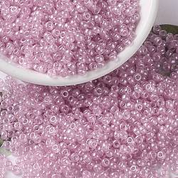 Perline rotonde miyuki rocailles, perline giapponesi, 8/0, (rr3508) lustro rosa pallido trasparente, 3mm, Foro: 1 mm, circa 422~455pcs/10g