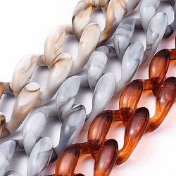 Sièges de chaîne gourmette en acrylique faits à la main, chaînes torsadées, style de pierres fines imitation, pour la fabrication de bijoux, couleur mixte, lien: 38.5x26x13 mm, 39.37 pouce (1 m)/fil, 3strands / set