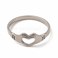 304 кольцо из нержавеющей стали с полым сердцем на палец руки для женщин, цвет нержавеющей стали, внутренний диаметр: 18 мм