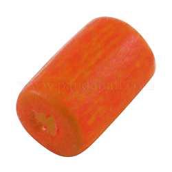 Perline di legno naturale, tubo,  piombo libero, tinto, arancio rosso, 8x5mm, Foro: 2 mm, circa 700pcs/50g