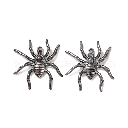 Панданты в стиле хэллоуина из сплава для стойки, паук, металлический черный, 37x35.5x4 мм, отверстие : 1.7 мм
