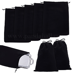 Sacchetti di imballaggio in velluto, borse coulisse, rettangolo, nero, 30x20cm