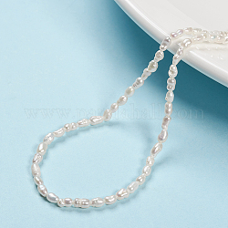 Grade AA Natural Cultured Freshwater Pearl Beads Strands, Oval, Seashell Color, 3~5x2~3mm, Hole: 0.5mm, about 82pcs/strand, 12.9 inch(33cm)
