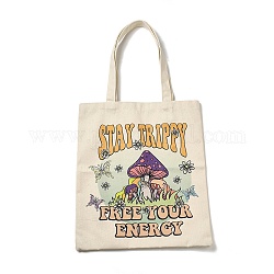 Sacs fourre-tout pour femmes en toile imprimée, avec une poignée, sacs à bandoulière pour faire du shopping, rectangle avec motif champignon, colorées, 61.5 cm