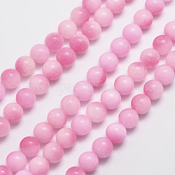 Chapelets de perles en jade de Malaisie naturelle, ronde, teinte, rose chaud, 6mm, Trou: 0.8mm, Environ 64 pcs/chapelet, 15 pouce