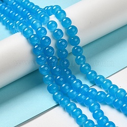 Backen gemalt Nachahmung Jade Glas runden Perle Stränge, Verdeck blau, 8.5~9 mm, Bohrung: 1.5 mm, ca. 105 Stk. / Strang, 31.8 Zoll