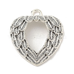 Pendente in lega stile tibetano, charms cuore, nichel, argento antico, 29.5x26x5.5mm, Foro: 2.5 mm