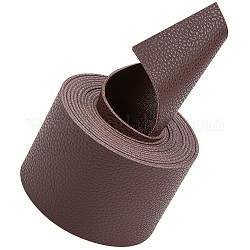 Cinturino piatto in similpelle con motivo litchi a faccia singola da 2 m, marrone noce di cocco, 50x1.8mm, circa 2.19 iarde (2 m)/rotolo