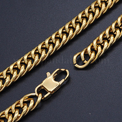 Мужские 201 цепные ожерелья из нержавеющей стали с кубинскими звеньями, с карабин-лобстерами , граненые, золотые, 26 дюйм (66 см), 12.5 мм