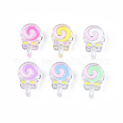 Perles en acrylique transparente, avec l'émail, lollipop, couleur mixte, 28x18.5x10.5mm, Trou: 3mm