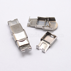 Rectangle 304 Stainless Steel Watch Band Clasps, Stainless Steel Color, 25x13x8mm, Hole: 10x4mm