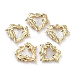 Стойки обшивки латунные подвески, с оболочкой, настоящие подвески в форме сердечек из 18-каратного золота, серый, 16.5x17.5x2.5 мм, отверстие : 1.5 мм