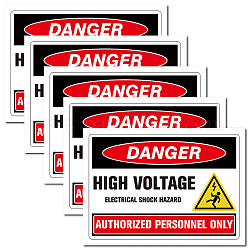 Craspire 5 個警告サインステッカー「高電圧」危険サインビニール pvc 長方形自己粘着防水シンボルステッカーデカール 250x175 ミリメートルドア窓壁