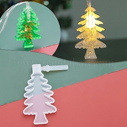 Moldes de silicona de luces de navidad diy, moldes de resina, herramientas de molde de artesanía de arcilla, árbol de Navidad, blanco, 70x58x11mm, agujero: 5 mm