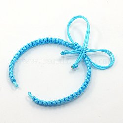Плетеные шнур нейлона для поделок браслет материалы, голубой, 145~155x5x2 мм, отверстие : 2~4 мм