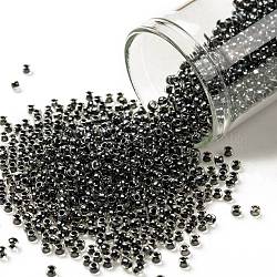 Toho perles de rocaille rondes, Perles de rocaille japonais, (344) couleur intérieure cristal / noir, 11/0, 2.2mm, Trou: 0.8mm, à propos 1110pcs / bouteille, 10 g / bouteille