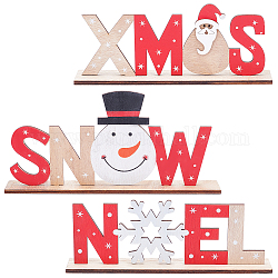 Gorgecraft 3 set 3 stili decorazioni per la casa in legno naturale con lettere, per Natale, Babbo Natale e pupazzo di neve e fiocco di neve, colore misto, 1 set / stile