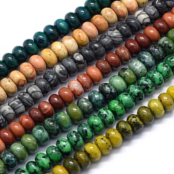 Chapelets de perles en pierre précieuse naturelle et synthétique, rondelle, 8x5~6mm, Trou: 1mm, Environ 64~74 pcs/chapelet, 15.15 pouce (38.5 cm)