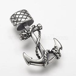 304 Stainless Steel Anchor Hook Clasps, For Leather Cord Bracelets Making, Antique Silver, 39x24x7mm, Hole: 5.5x10mm