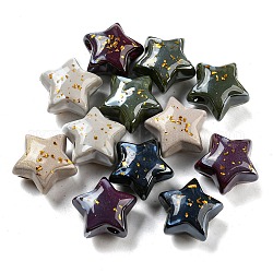 Perles acryliques opaques, une feuille d'or, étoiles du nord, couleur mixte, 21.6x12.4mm, Trou: 3.4mm