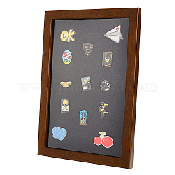Madera con marco de fotos de papel, marco decorativo de almacenamiento de insignias, Rectángulo, camello, 334x231x20.5mm, diámetro interior: 191x298 mm