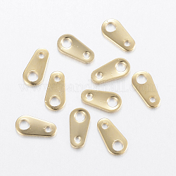 304 schede di catena in acciaio inox, connettori di estensione catena, lacrima, oro, 8x4x0.7mm, Foro: 1 mm e 2 mm