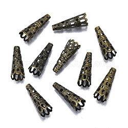Coni di perline in filigrana di ferro, nichel libero, bronzo antico, 22x8~9mm, Foro: 2.5~3 mm