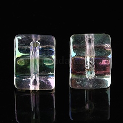 Perlas de acrílico transparentes con revestimiento uv, iridiscente, cubo, cubo, 8x7.5x7.5mm, agujero: 1 mm