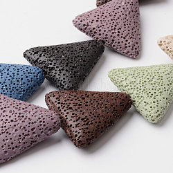 Triangle Dyed Natural Lava Rock Bead Strands, Colorful, 26~27x27.5x8mm, Hole: 1mm, about 15pcs/strand, 15.7 inch