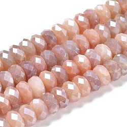Natürliche sunstone Perlen Stränge, facettiert, Rondell, 9.5~10x6~6.5 mm, Bohrung: 0.9 mm, ca. 70 Stk. / Strang, 15.35 Zoll (39 cm)