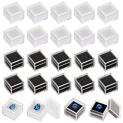 OLYCRAFT 24Pcs 2 Colors Square Plastic Loose Gemstone Display Box Transparent Jewelry Box Small Jewelry Storage Case with Sponge Loose Diamond Box for Jewelry Display - 1.1x1.1x0.9 Inch
