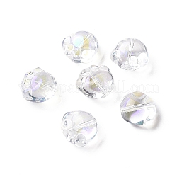 Perles de verre peintes par pulvérisation transparent, impression de patte de chat, clair ab, 11x12x8.5mm, Trou: 1.2mm