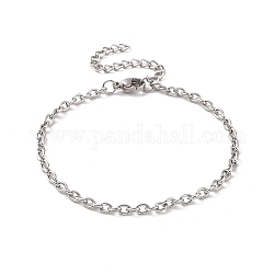 304 Stainless Steel Cable Chain Bracelet for Men Women, Stainless Steel Color, 7-1/8 inch(18cm), Link: 4x3x0.9mm