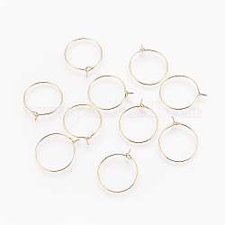 Brass Hoop Earrings, Nickel Free, Golden, 21 Gauge, 23x20mm, Pin: 0.7mm
