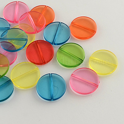Rondes plat perles acryliques transparente, couleur mixte, 25x5mm, Trou: 2mm