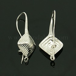 Brass Earring Hooks, Platinum, 36.5x13x15mm, Hole: 1.5mm