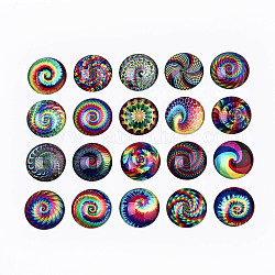 Cabochons en verre, demi-rond avec motif vortex, motif de vortex, 25x7.5mm, 20 pièces / kit