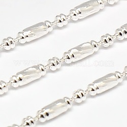 Electroplate Brass Ball Chains, Soldered, Round and Column, with Spool, Silver, 2.4mm