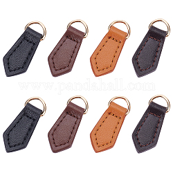 Wadorn 8 pièces 4 couleurs accessoires de sac en cuir véritable, avec anneau en fer, accessoires de remplacement de sac, or clair, couleur mixte, 3.85x1.6x0.6 cm, Trou: 4x9mm, 2 pcs / couleur