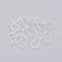 Brass Hoop Earrings Findings Kidney Ear Wires, Silver Color Plated, 18 Gauge, 20x10mm, Pin: 1mm
