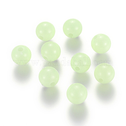 Perles rondes acryliques lumineuses, vert pale, 8mm, Trou: 2mm