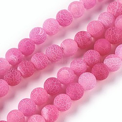 Fili di perline di agata naturale stagionato, tinti e riscaldato, tondo, rosa caldo, 8mm, Foro: 1.2 mm, circa 48pcs/filo, 14.37 pollice