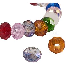 Pandahall 100 Stück gemischte Glasperlen mit großem Loch, facettierte Rondelle, Mischfarbe, 8x5 mm, Bohrung: 3 mm
