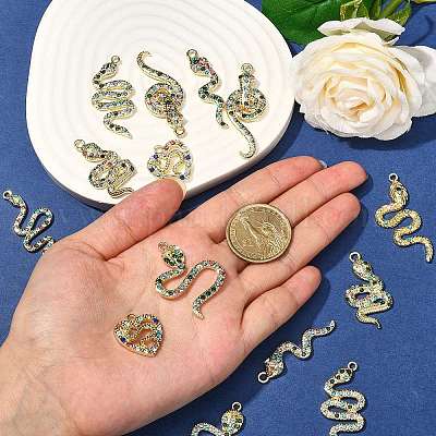 16 pièces 8 styles pendentifs en alliage strass&nbsp;ALRI-CJ0001-06-1