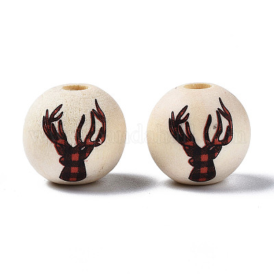 Незаконченная натуральная древесина европейский бисер&nbsp;LS-WOOD-S057-033-1