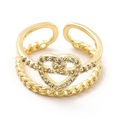 Прозрачное кольцо-манжета в форме сердца с узлом кубического циркония KK-H439-26G-1