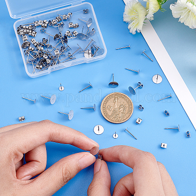 Wholesale PandaHall Elite 60 Sets 3 Size Blank Earring Pins 304 Stainless  Steel Flat Round Blank Peg & Post Ear Studs Findings Wth Earring Safety  Backs Clutch 