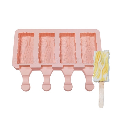 Food Grade DIY Rectangle Ice-cream Silicone Molds, Ice Pop Molds, for  Making Ice Cream, 4 Cavities, Light Salmon, 129x180x23mm, Inner Diameter